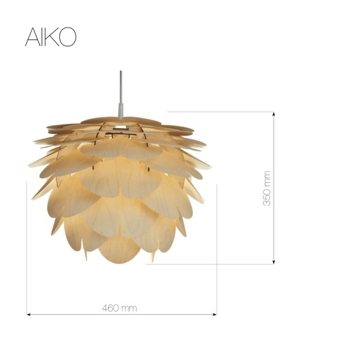 Aiko Natural - lamp measurements. Modern wooden lamp.