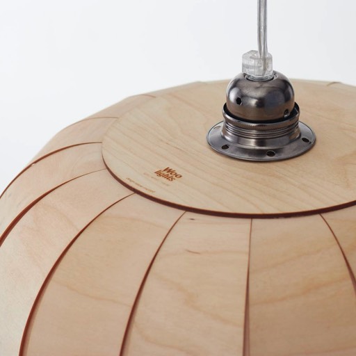 Tangerine pendant light - top view with oxidised metal lampholder.