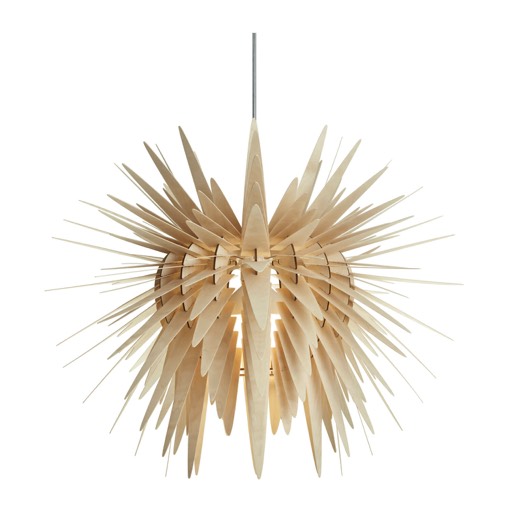 Teazzle Natural ceiling lamp made of translucent birch plywood. Holz pendelleuchte.